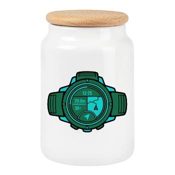 Montre GPS moderne Course - Boîte à biscuits avec couvercle en bois - blanc - Devant