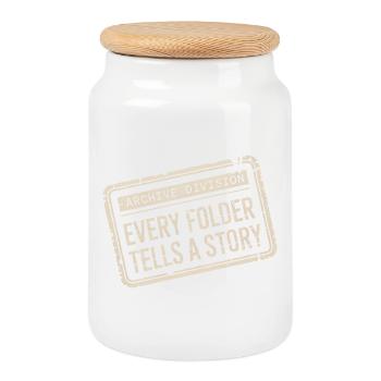 Every Folder Tells a Story - Cookie Jar with Wooden Lid - white - Front