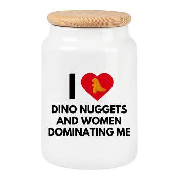 I LOVE DINO NUGGETS - Cookie Jar with Wooden Lid - white - Front