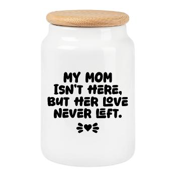 Ma mère n’est pas là mais son amour n’a jamais quitté le mémorial - Boîte à biscuits avec couvercle en bois - blanc - Devant