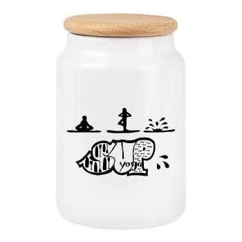 SUP yoga - Cookie Jar with Wooden Lid - white - Front
