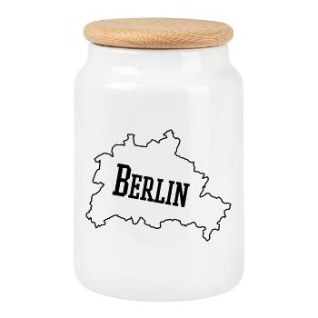 Berlin - Keksdose mit Holzdeckel - Weiß - Vorne