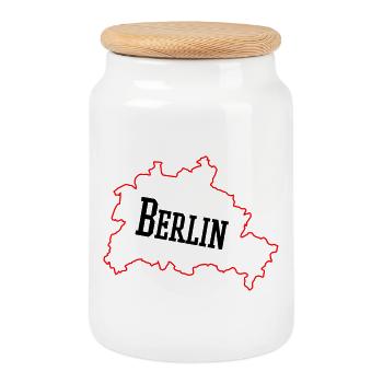 berlin_umriss_02 - Keksdose mit Holzdeckel - Weiß - Vorne