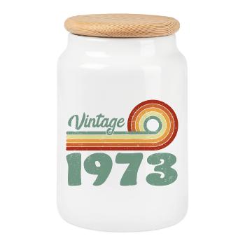 Vintage 1973 Retro Mountain Geburtstag 1973 - Keksdose mit Holzdeckel - Weiß - Vorne