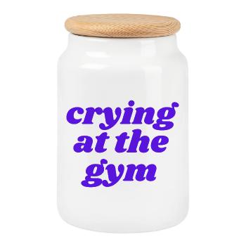 crying at the gym - Keksdose mit Holzdeckel - Weiß - Vorne