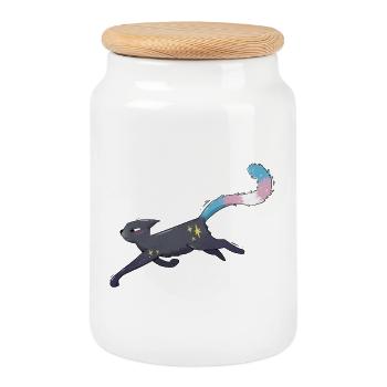 Fierté trans de chat mignon - Boîte à biscuits avec couvercle en bois - blanc - Devant