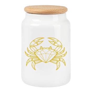 Cancer – Protection & Strength - Cookie Jar with Wooden Lid - white - Front