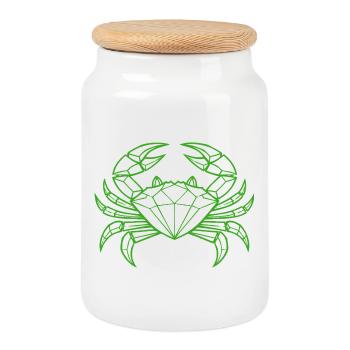 Cancer – Protection & Strength - Cookie Jar with Wooden Lid - white - Front
