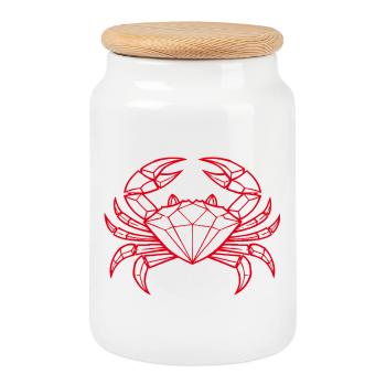 Cancer – Protection & Strength - Cookie Jar with Wooden Lid - white - Front