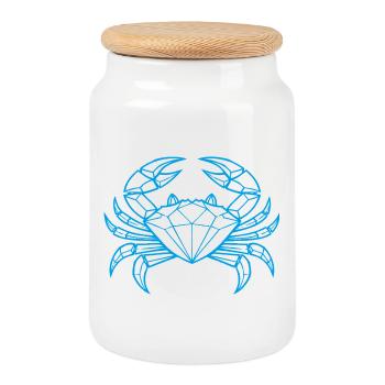 Cancer – Protection & Strength - Cookie Jar with Wooden Lid - white - Front