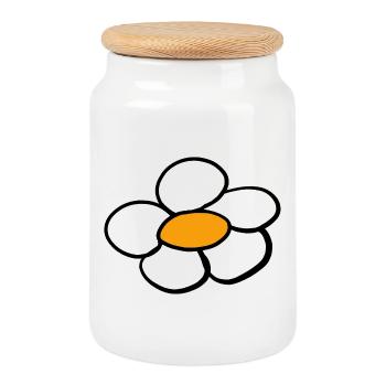 Retro Kinder Blume Blumen 60er 80er - Keksdose mit Holzdeckel - Weiß - Vorne