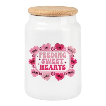 Caring Hearts: Bildung und Liebe - Keksdose mit Holzdeckel - Weiß - Vorne