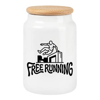 free runner - Cookie Jar with Wooden Lid - white - Front