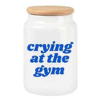 crying at the gym - Keksdose mit Holzdeckel - Weiß - Vorne