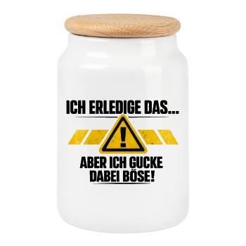 Ich mach das aber ich gucke dabei böse - Keksdose mit Holzdeckel - Weiß - Vorne