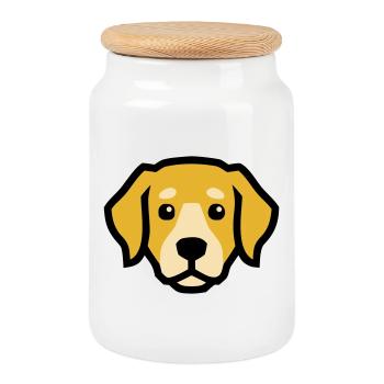 Tête de chien Golden Retriever Labrador Maman - Boîte à biscuits avec couvercle en bois - blanc - Devant