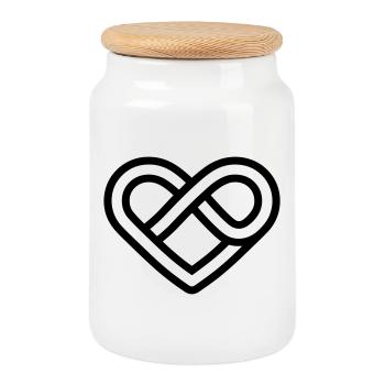 cœur infini - Boîte à biscuits avec couvercle en bois - blanc - Devant