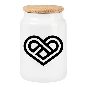 cœur infini - Boîte à biscuits avec couvercle en bois - blanc - Devant