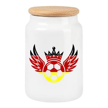 Football Germany Krone - Cookie Jar with Wooden Lid - white - Front