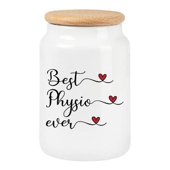 Best Physical Therapist - Cookie Jar with Wooden Lid - white - Front