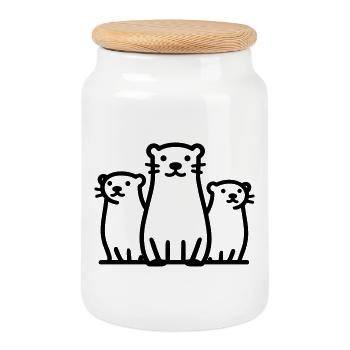 otter - Cookie Jar with Wooden Lid - white - Front
