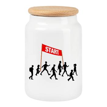 Walking Start Team - Keksdose mit Holzdeckel - Weiß - Vorne