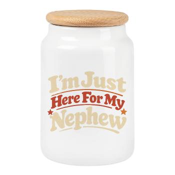 Humour Oncle Tante Neveu Cadeau Famille Drôle - Boîte à biscuits avec couvercle en bois - blanc - Devant