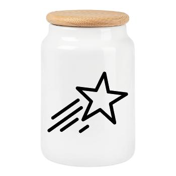 shooting star - Cookie Jar with Wooden Lid - white - Front