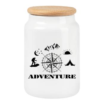Adventure - Cookie Jar with Wooden Lid - white - Front
