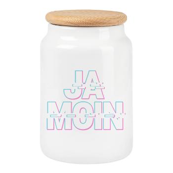 Ja Moin Norddeutschland Hamburg Gamer Meme Moin - Cookie Jar with Wooden Lid - white - Front