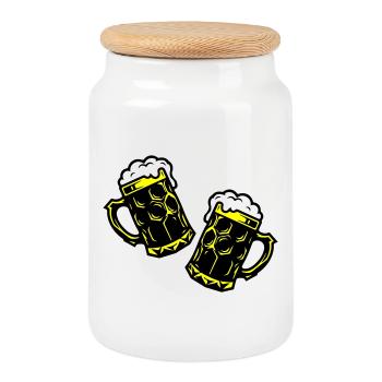 Chope à bière Icône de la bière - Boîte à biscuits avec couvercle en bois - blanc - Devant