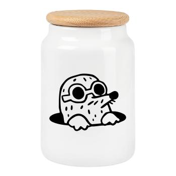 cool Mole - Cookie Jar with Wooden Lid - white - Front