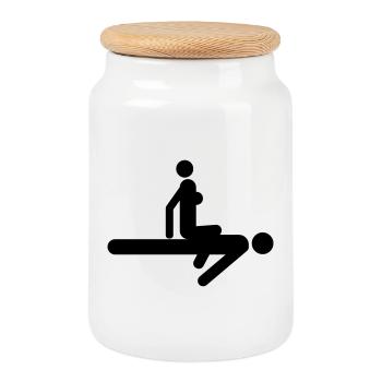 Sex position - Cookie Jar with Wooden Lid - white - Front
