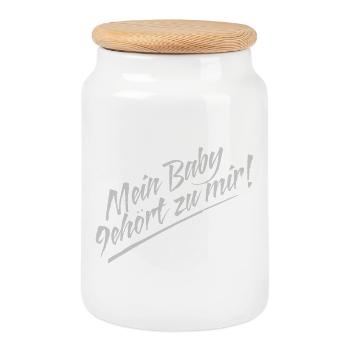 my baby - Cookie Jar with Wooden Lid - white - Front