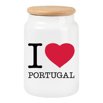I LOVE PORTUGAL - Keksdose mit Holzdeckel - Weiß - Vorne
