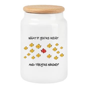 What if you're right? - Cookie Jar with Wooden Lid - white - Front