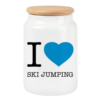 J’ADORE LE SAUT À SKI Skispringen - Boîte à biscuits avec couvercle en bois - blanc - Devant