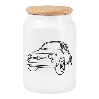 500 Classico – Italien Oldtimer Kult Shirt - Keksdose mit Holzdeckel - Weiß - Vorne