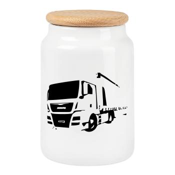 Truck2 - Keksdose mit Holzdeckel - Weiß - Vorne