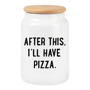 Pizza - Boîte à biscuits avec couvercle en bois - blanc - Devant
