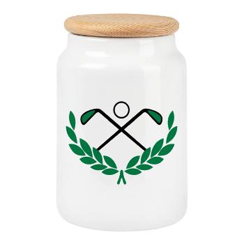 Golf Logo - Cookie Jar with Wooden Lid - white - Front
