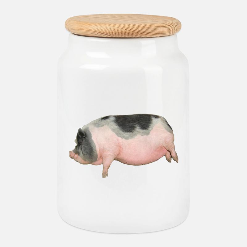 Bauernhof Schwein - Keksdose mit Holzdeckel - Weiß