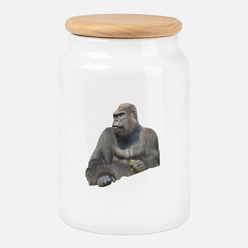 Gorilla - Keksdose mit Holzdeckel - Weiß