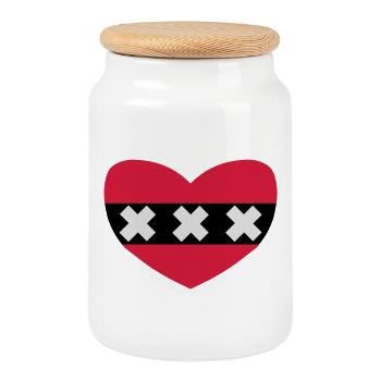 ich liebe Amsterdam - Keksdose mit Holzdeckel - Weiß - Vorne