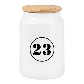 NUMBER 23 twenty three birthday gift - Cookie Jar with Wooden Lid - white - Front