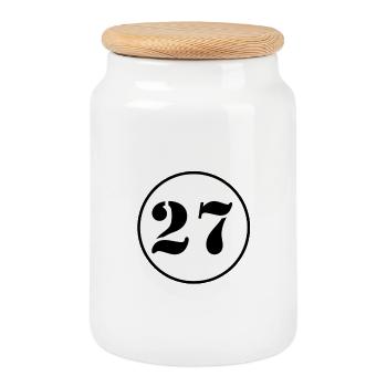 Numéro 27 27 Cadeau de vingt-sept ans - Boîte à biscuits avec couvercle en bois - blanc - Devant