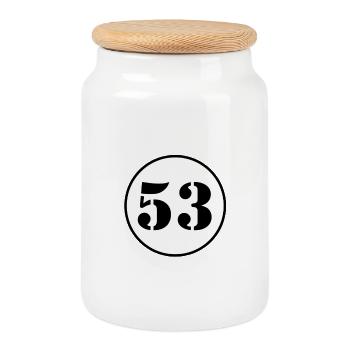 NUMBER 53 fifty three birthday gift - Cookie Jar with Wooden Lid - white - Front