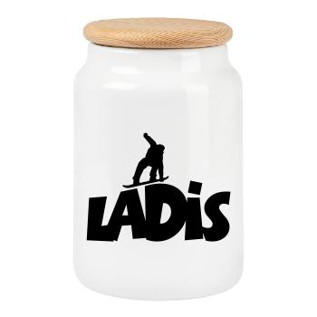 Ladis Snowboard Snowboarding - Keksdose mit Holzdeckel - Weiß - Vorne