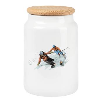 Freeriding - Boîte à biscuits avec couvercle en bois - blanc - Devant