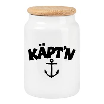 Captain anchor (EU) - Cookie Jar with Wooden Lid - white - Front